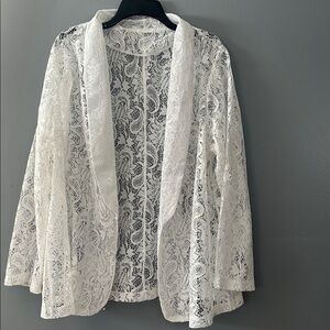 Women’s 2XL XXL white Lace Blazer cottagecore romantic Fairy bohemian bridal